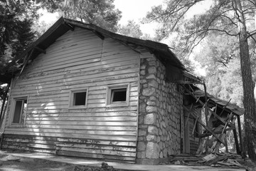 A ruined old house.