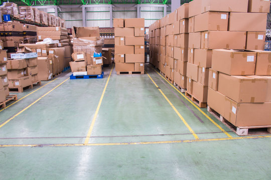 The Yellow Line breaks of empty space for keep material boxes or product boxes in warehouse area.