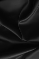 Black luxury wavy rippled glossy silk drapery cloth fabric