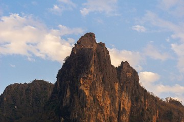 Panorama view of mountain peak and sky with cloud nature background