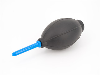 Generic Air Blower Dust Remove: blue nozzle with black rubber body; Isolated, Isometric, White