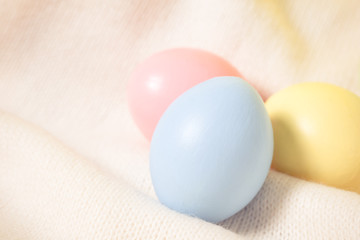 colorful easter eggs on guernsey background