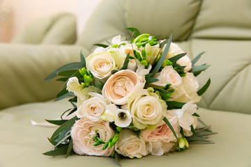 Beautiful bouquet of flowers for wedding ceremony