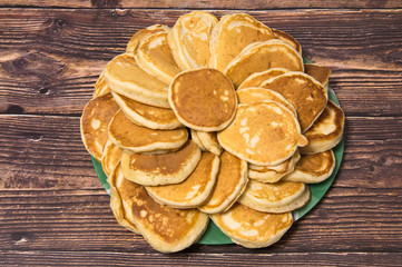 Freshly baked mini pancakes
