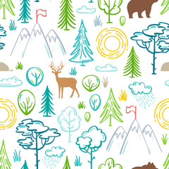 Obraz premium Vector seamless nature pattern.