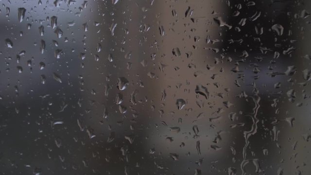 Autumn, rain, raindrops on the glass.