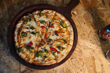 pizza with mushrooms and cheese