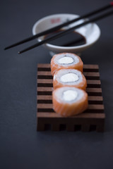 Obraz na płótnie Canvas Sushi and tea are on the table, Japanese food.