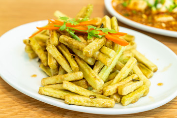 French Fries Eggplant with Sauce