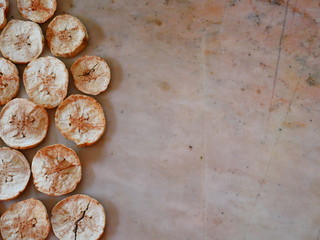 dry banana snack concept food background