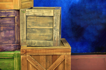 classic stage of wooden box decorate in studio or home