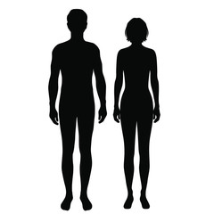 Vector silhouettes shapes woman and man , standing, black color, isolated on white background