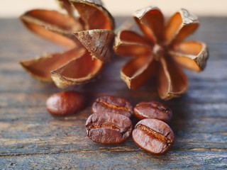 Obraz premium aroma coffee and dried flower,concept coffee background