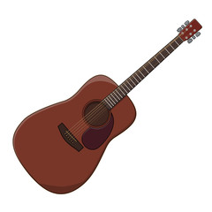 vector illustration of a musical instrument classical guitar on a white background at an angle of forty-five degrees