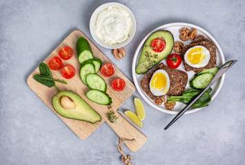 Ingredients for making healthy sandwiches