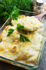 Casserole with fish and potatoes