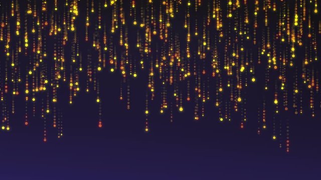 Glamorous gold shine particles on a black background