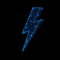 Abstract polygonal light design of lightning symbol.