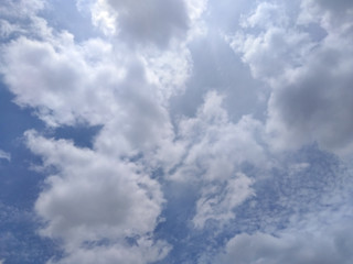 White soft cloud texture on blue sky background