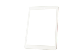 White tablet computer on over white background