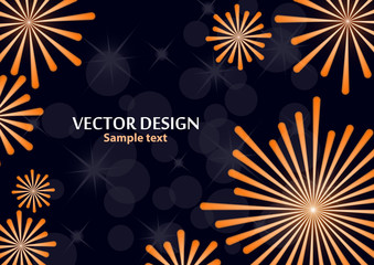 Abstract background with elements of bright festive salute on a dark background. Background, cover, layout, magazine, brochure, poster, website. Vector illustration