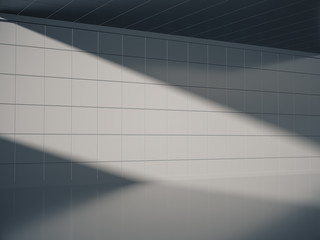 Empty concrete room and lateral lights,3D rendering