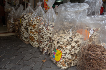 Naklejka premium bags of dried mandarin orange peels
