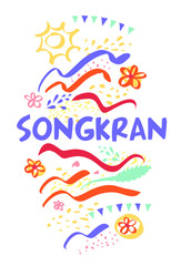 Fototapeta na wymiar Template design for Songkran banner, poster, flyer advertising party traditional thai new year day. Thailand festival happy songkran. Vector illustration