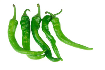 spicy green pepper isolated on white background