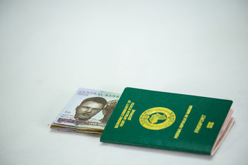 Ecowas Nigeria International Passport with 1000 naira currency notes
