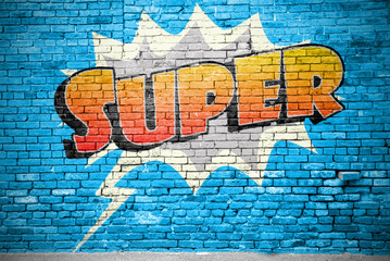 Super Comic  Ziegelsteinmauer Graffiti