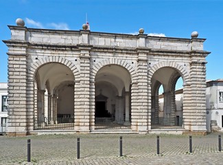 Sightseeing with historic buildings in Beja in Portugal