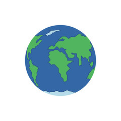 Planet Earth in flat style on a white background