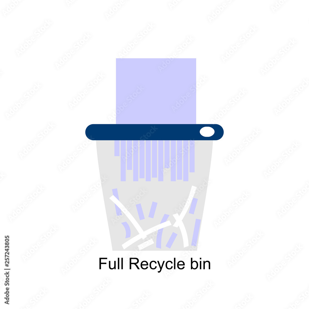 Aufkleber full recycle bin for trash and garbage. vector flat icon for web.
