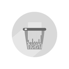 Recycle bin for trash and garbage. Vector flat icon for web. Circle icon in long shadow.