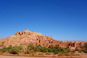 Amazing view of Kasbah Ait Ben Haddou near Ouarzazate in the Atlas Mountains of Morocco. UNESCO World Heritage Site since 1987.