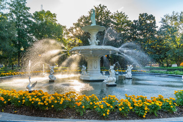 Fountain in Forsyth Park, Savannah - obrazy, fototapety, plakaty