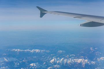 Fototapeta na wymiar view from the airplane porthole