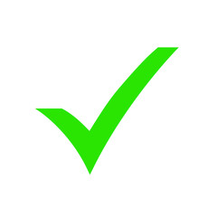 Green check mark icon. Tick symbol in green color, vector illustration.