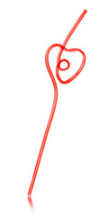Red heart shaped drinking straw