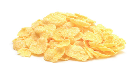 Pile of corn flakes isolated on white