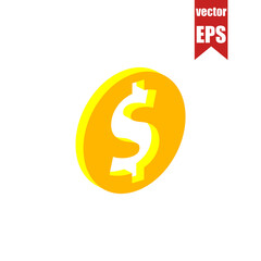 Dollar isometric icon.Vector illustration.
