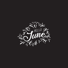  Handwritten phrase for banner, Hand drawn typography lettering phrase Hello june. Hello june  phrase for calendar, flyer, greeting card, calendar. - Vector