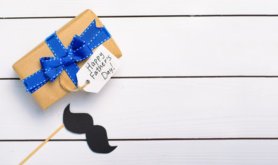 Father's Day Background, Mustache and Gift Box