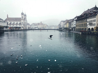 Lucerne in winter. Switzerland. Travel concept.