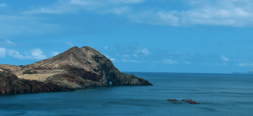 Steep cliffs in Madeira and the Atlantic Ocean. Taken at St. Lawrence Peninsula