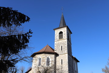 Fototapeta premium VILLAGE DE BELMONT TRAMONET - SAVOIE - FRANCE - EGLISE