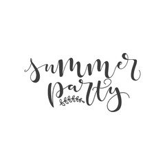 Lettering with phrase Summer party. Vector illustration.