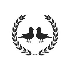Two doves simple icon, two pigeons logo