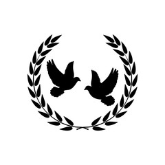 Two doves simple icon, two pigeons logo